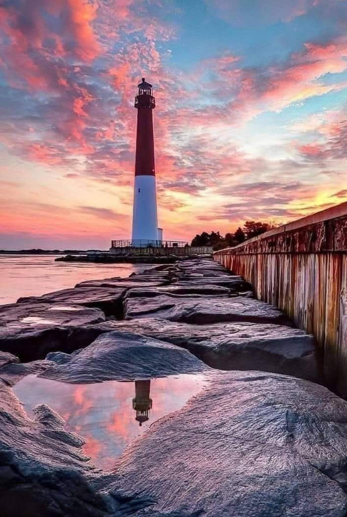 Barnegat Lighthouse at sunset on the New Jersey shore